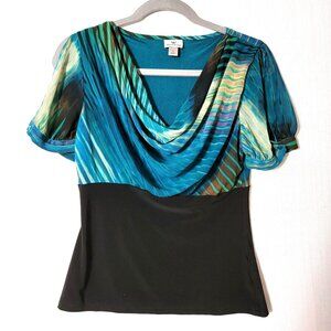 Worthington Womens Top Size Small Cowl Neck Cold Shoulder Sleeves